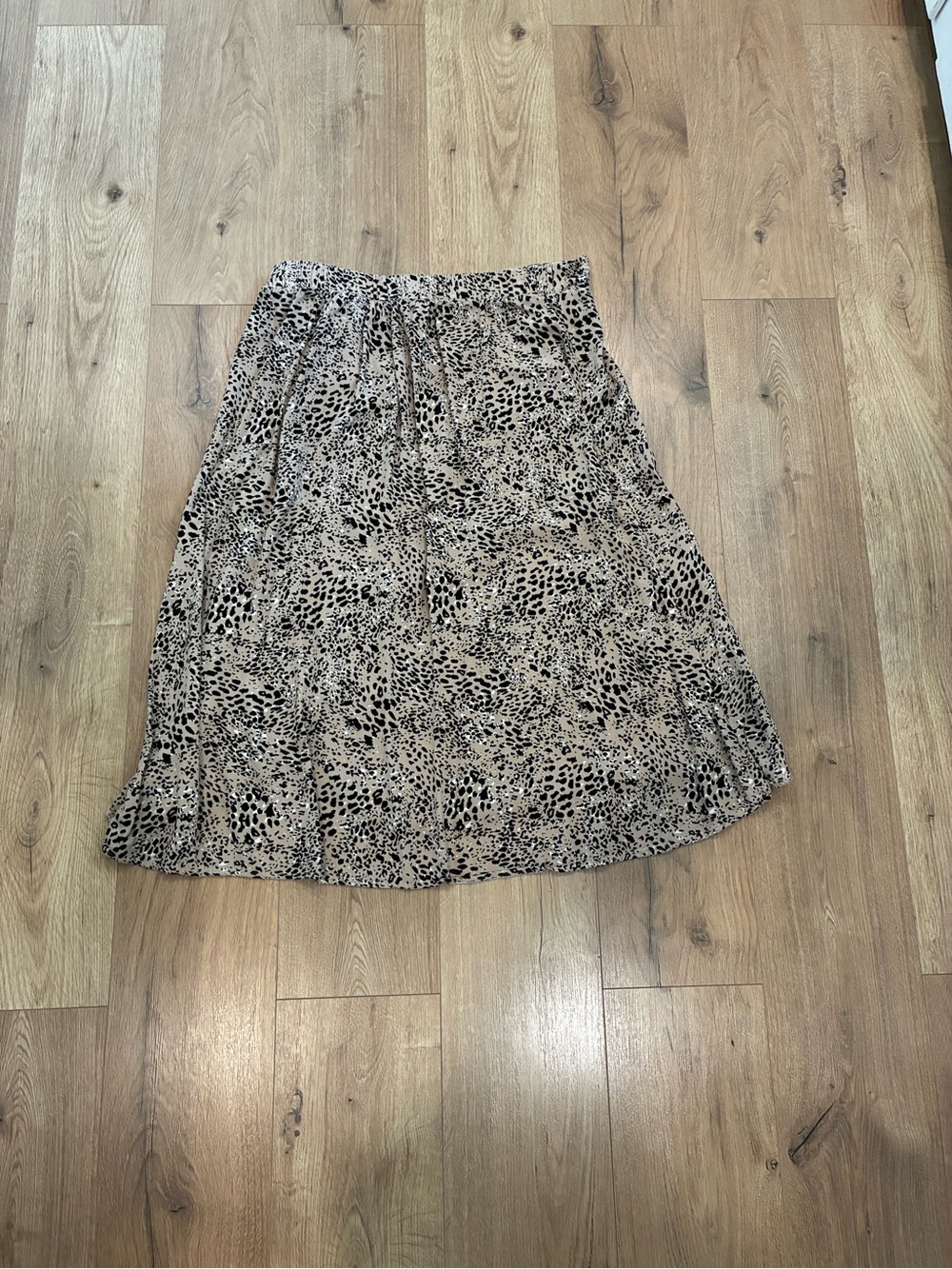 Maurices Beige and Black Animal Print High-Low Wrap Skirt - Picture 2 of 6